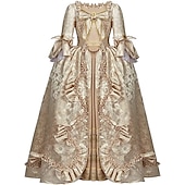 abordables Robes-Rétro Vintage Rococo Victoriens Renaissance Princesse Epoque Coloniale Robe de bal Femme Costume Vintage Cosplay Utilisation Soirée Halloween Manches 3/4 Maxi Princesse Grande Taille Robe Halloween