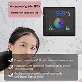 お買い得  家庭用器具-創造的な防水サイレント時計浴室電子壁時計温度湿度クロノメーターと吸盤キッチン防湿タイマー