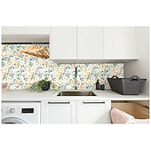 cheap Wallpaper-Cool Wallpapers Wallpaper Aesthetic Wall Mural Floral Peel and Stick Wallpaper Colorful Forest Beige/Orange/Blue Removable Contactpaper for Nursery Decorations 17.7in x 118in