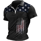 economico Festival-Per uomo Bandiera Americana Veterani Polo con zip Maglia da golf Manica Corta Magliette polo Camicie con Colletto Casual Abbigliamento casual alla moda Abbigliamento da vacanza Abiti da festa Stampa