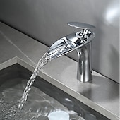 economico Classici-rubinetto miscelatore lavabo bagno a cascata, rubinetti monocomando per lavabo monocomando con tubo flessibile acqua calda e fredda rubinetto monoblocco in ottone per vasca da incasso