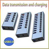 cheap USB Hubs-USB 3.0 HUB USB Splitter Multi Usb 3 0 Hub Several Ports With Switch Power Supply Adapter Multiple Usb 3.0 Extender Hub For Pc