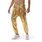levne oblečení-sada s lesklým kovovým tričkem jogger kalhoty 2 ks outfity pánské disco 80. léta cvičení cosplay kostým maškarní karneval párty klub