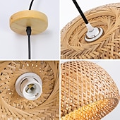 cheap Lantern Design-Creative Handmade Bamboo Weaving Natural Wind Ceiling Chandelier E27/E26 Base Ceiling Lighting Hanging Lamp Suitable for Study Coffee Shop Restaurant Rar AC110V AC220V