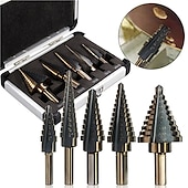 お買い得  ドリルビットセット-hss ステップ ドリル ビット 5 個インチ ロースト イエロー ラダー ドリル ステップ ドリル ビット ホール カッター 掘削 ツール キット セット