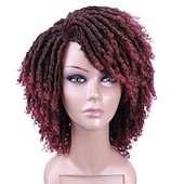 voordelige Topkwaliteit pruiken-dreadlock pruik korte twist pruiken voor zwarte vrouwen en mannen afro krullend synthetische pruik
