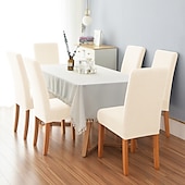 abordables Funda para silla de comedor-Funda elástica para silla de comedor, 6 piezas, para mascotas, con respaldo alto, de licra, color burdeos y rojo, con protector inferior elástico para comedor, ceremonia de boda, duradera, lavable