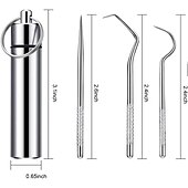 economico Sbiancante per denti-stuzzicadenti in acciaio inossidabile set tascabile filo interdentale portatile stuzzicadenti riutilizzabili in metallo kit per la pulizia dei denti con portachiavi per picnic all&#039;aperto campeggio in