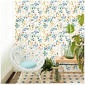 cheap Wallpaper-Cool Wallpapers Wallpaper Aesthetic Wall Mural Floral Peel and Stick Wallpaper Colorful Forest Beige/Orange/Blue Removable Contactpaper for Nursery Decorations 17.7in x 118in