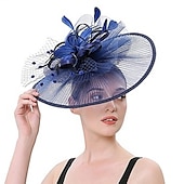 levne Fascinátory-Fascinátory Tyl Kentucky Derby Dostih koktejl retro Elegantní S Peří Tyl Přílba Pokrývky Hlavy