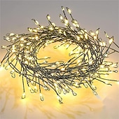 baratos Luzes de fio USB-Firecracker Fairy String Lights USB Powered Guirland Light com controle remoto à prova d&#039;água para decoração de festa de acampamento de casamento 3m 100led/6m 200led