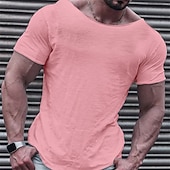 voordelige basis t-shirts-Voor heren T-shirt Informele stijl Korte mouw Strakke ronde hals Zomer Effen Modieus Ontwerper Casual Straat Sport Feestdagen Zwart Wit Roze Top T-shirt voor mannen