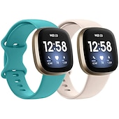 baratos Pulseiras de relógio Fitbit-2 por Pacote Pulseira de Smartwatch Compatível com Fitbit Versa 3 Sense Silicone macio Relógio inteligente Alça Ajustável Loop Solo Mulheres Homens Pulseira Esportiva Substituição Pulseira