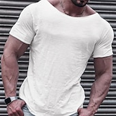 voordelige basis t-shirts-Voor heren T-shirt Informele stijl Korte mouw Strakke ronde hals Zomer Effen Modieus Ontwerper Casual Straat Sport Feestdagen Zwart Wit Roze Top T-shirt voor mannen
