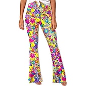 halpa Pohjat-Retro / vintage 1960 luku 1970 luku Housut Bell Bottom Housut Leveälahkeiset housut Hippi Naamiaispuku Naisten Arki-asut Tyttöjen polttarit Pride-paraati Aikuisten Housut