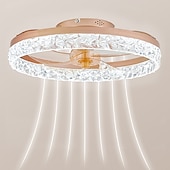 economico Ventilatore da soffitto con luci-ventilatori a soffitto a led con luci lampadari di cristallo dimmerabili con telecomando 20 &quot;lampada da soffitto a incasso lampadario in metallo camera da letto soggiorno