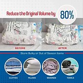 baratos armazenamento de bagagem e viagem-Pacote com 5 sacos de vácuo para viagem com bomba de vedação para roupas, cobertores, bolsa de armazenamento com válvula, borda transparente, organizador comprimido dobrável, pacote com vedação para economia de espaço em viagens