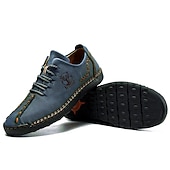 abordables Baskets-chaussures décontractées à lacets en similicuir vert pour hommes – coutures artisanales, coupe confortable et style vintage pour un usage quotidien