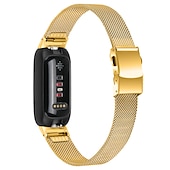 baratos Pulseiras de relógio Fitbit-Pulseira de Smartwatch Compatível com Fitbit Inspire 3 Inspire 2 / Inspire HR / Inspire Aço Inoxidável Relógio inteligente Alça Ajustável Com Transparência Mulheres Homens Pulseira Estilo Milanês