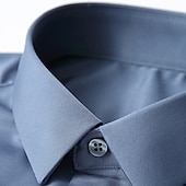 ieftine cămăși pentru bărbați fără călcat-Bărbați Cămașă de Costum Cămașă fără călcat Culoare solidă / simplă Nuntă Birou și carieră Albastru Deschis Negru Alb Albastru Marin Închis Manșon Lung Răsfrânt Primavara vara Îmbrăcăminte