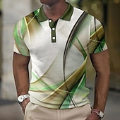 cheap Men&#039;s Geometric Polo-Men&#039;s Geometric Waffle Polo Shirts Golf Shirt Short Sleeve Polo Shirts Collared Shirts Business Casual Vacation Wear Formal Wear Festival Wear Buttons 3D Print Army Green Red Blue
