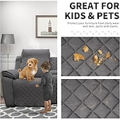 זול כיסא הכורסה הסתיים-כיסויי ספה שכיבה של loveseat עם קונסולה, כיסוי לחיות מחמד מונע החלקה לכורסת אהבה כפולה עם רצועות אלסטיות, כיסוי מושב אהבה מפוצל מגן ריהוט