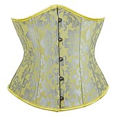 billiga Korsett-Rokoko Punk och gotiskt Medeltida kostymer Överbystkorsett Underkläder Bustier 14 plastben Maskeradkläder Dam Kunglig Bröllop Bröllopsgäst Vuxna Korsett
