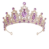 billige Bærbare tilbehør-europeisk og amerikansk lilla brud hodeplagg barokk krone rhinestone hodeplagg prinsesse krone bryllup hår tilbehør kjole tilbehør