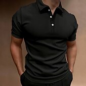 お買い得  メンズ クラシックポロ-男性用 ボタンアップポロ ポロシャツ カジュアル 祝日 ラペル 半袖 ファッション ベーシック 平織り ボタン 夏 レギュラー ブラック ダークブルー ブルー グリーン ダックグレー ボタンアップポロ