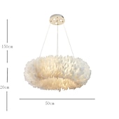economico Luci a sospensione-lampadario a sospensione a led splendido extra large 50 cm lampada a sospensione bouquet di piume bianche a 6 luci romantico apparecchio di illuminazione montato per camera da letto ristorante