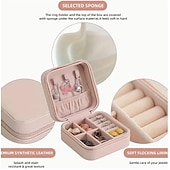 cheap Travel Bags-Mini Travel Jewelry Case Small Jewelry Box Portable Jewelry Travel Ogranizer Display Jewelry Storage Case for Rings Earring Necklace Bracelet Gift for Women Girls