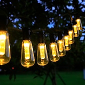 お買い得  太陽光発電-エレガントなウェディングパーティーレセプション 5m 20LED ソーラーグローブストリングライト、リモコン付き、レトロ G50 電球、IP65 防水、屋外ガーデンパーティー、ホリデーホームデコレーション