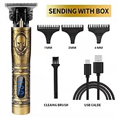 cheap Hair Removal-Hair Clippers for Men oupool Professional Cordless Hair Trimmer - Electric T-Blade Beard Trimmer Shaver Edgers Zero Gapped Mens Grooming Kit Rechargeable LCD Hair Cutting Kit - Gifts for Men(Gold)