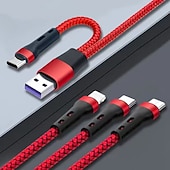 billige Mobiltelefonkabler-MOMAX Apple MFi-sertifisert Multiladekabel USB A til Type C / Micro / IP 3 A Hurtiglading Nylon flettet Holdbar 3 i 1 Til MacBook iPad Samsung Tilbehør til mobiltelefon