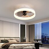 cheap Ceiling Fan Lights-Ceiling Fans with Lights Flush Mount Low Profile Indoor Ceiling Fan,15.7&quot; /19.6&quot; Dimmable Bladeless Ceiling Fans with Remote Control,Smart 3 Colors 6 Speeds Reversible