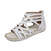 cheap Vacation Sandals-Women&#039;s Gladiator Style Flat Sandals - Strappy Open-Toe Summer Shoes in Denim Blue