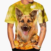 tanie Zabawna grafika-Zwierzę Pies Owczarek Niemiecki Koszulkowy Anime 3D Graficzny Na Dla par Męskie Damskie Dla dorosłych Bal maskowy Druk 3D Codzienne