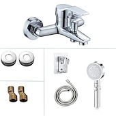 abordables Robinets de douche-mitigeur de douche robinet mural chromé avec douchette, fond g1/2 mitigeur de douche rond mitigeur mural