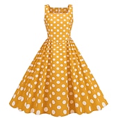 ieftine Rochii-1950 Retro / vintage rockabilly Rochii Costum de petrecere Rochie Flare Buline Costume de fancy Pentru femei Petrecere / Seara Petrecerea Burlăcițelor Adulți Rochie Rochii de acasă