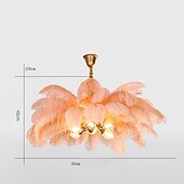 economico Luci a sospensione-lampadario a sospensione a led splendido extra large 80cm 6 luci bianco bouquet di piume di struzzo lampada a sospensione romantico apparecchio di illuminazione montato per camera da letto ristorante