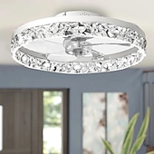 economico Ventilatore da soffitto con luci-ventilatori a soffitto a led con luci lampadari di cristallo dimmerabili con telecomando 20 &quot;lampada da soffitto a incasso lampadario in metallo camera da letto soggiorno