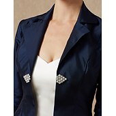 baratos envoltórios de convidados de casamento-Casacos  Jaquetas Manga 3/4 Tafetá Casamento  Festa  Noite  Convidada Feminina Wrap Com Strass  Fivela Impressar em Vestidos