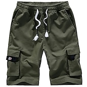 baratos Ar livre-Homens Shorts táticos Bermuda Cargo Shorts camuflados Shorts de verão Com Cordão Cintura elástica Côr Sólida camuflagem Ripstop Respirável Preto Verde Tropa