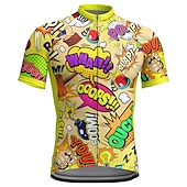 cheap Men's Jerseys-Men's Cycling Jersey Graphic Letter &amp; Number Funny Short Sleeve Bike Jersey Top with 3 Rear Pockets Mountain Bike MTB Road Bike Cycling Quick Dry Reflective Strips Back Pocket Moisture Wicking Sports