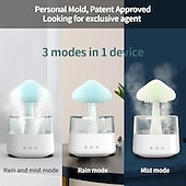 cheap Smart Lights-MushroomLED Smart Light Clouds Rain Humidifier Aromatherapy Colorful Lights Usb Connection Meditation Oil Zen Diffuser Night Light