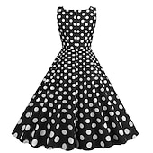 ieftine Rochii-1950 Retro / vintage rockabilly Rochii Costum de petrecere Rochie Flare Buline Costume de fancy Pentru femei Petrecere / Seara Petrecerea Burlăcițelor Adulți Rochie Rochii de acasă