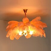 economico Luci a sospensione-lampadario a sospensione a led splendido extra large 80cm 6 luci bianco bouquet di piume di struzzo lampada a sospensione romantico apparecchio di illuminazione montato per camera da letto ristorante