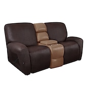 abordables Silla reclinable y con alas-Fundas elásticas para sofá reclinable de 2 plazas, funda de sofá reclinable de dos plazas, como funda de sofá de cuero con lazo elástico, protector de muebles antiarañazos para perros y mascotas