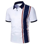 preiswerte Klassisches Poloshirt für Herren-Herren Poloshirt Golfhemd Casual Festtage Klassisch Kurzarm Modisch Basic Farbblock Taste Sommer Regular Fit Weiß Rot Schwarz-Weiß Poloshirt