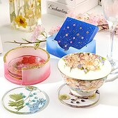 cheap Photobooth Props-Crystal Drop Adhesive Diy Epoxy Resin Square Coaster Box Circular Coaster Box Storage Box Silicone Mirror Mold